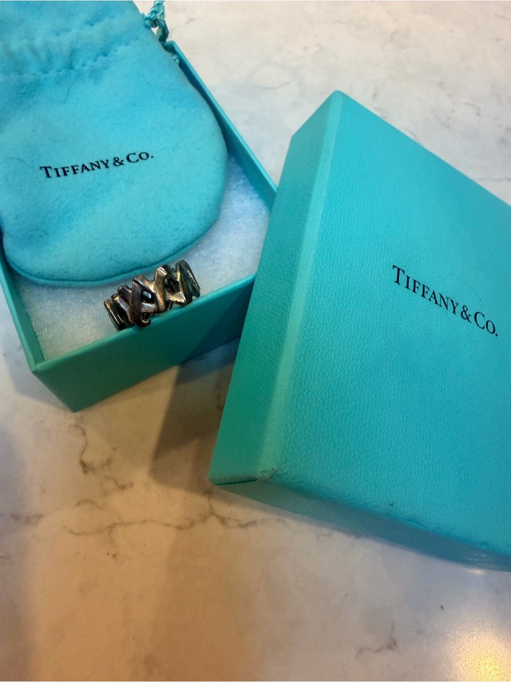 Tiffany & Co. Sterling Silver XOXO Openwork Ring